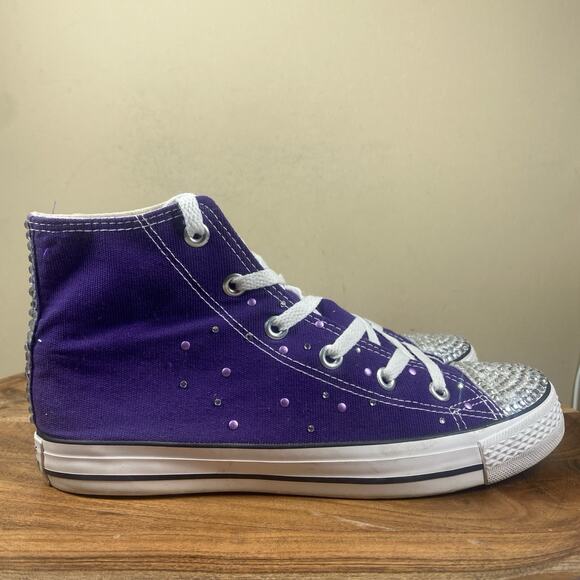 Converse Chuck Taylor All Star Womens Purple Glitter Studded Size 8.5 Shoes - Picture 2 of 10